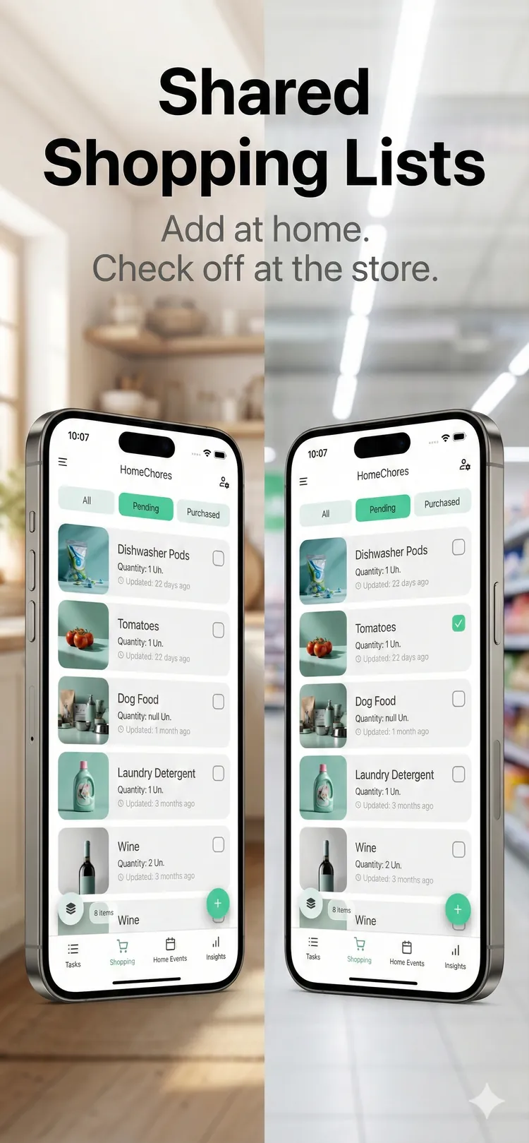 Add at home. Check off at the store.